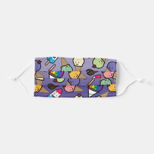 Purple Ombre Frosty Treats Adult Cloth Face Mask (Front, Folded)