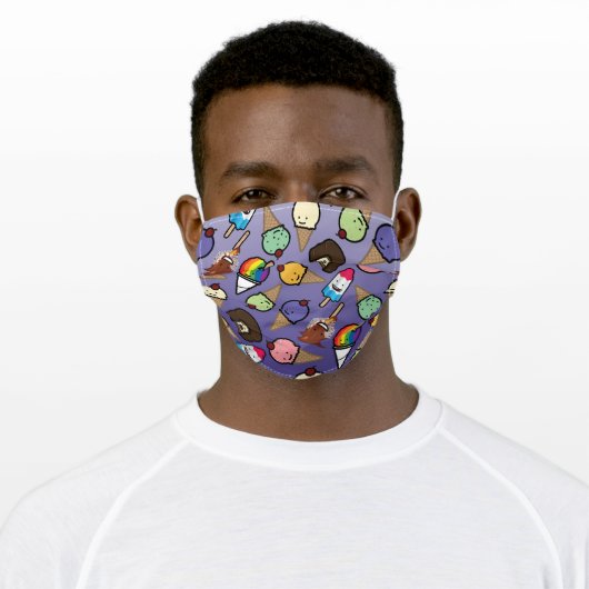 Purple Ombre Frosty Treats Adult Cloth Face Mask (Worn)