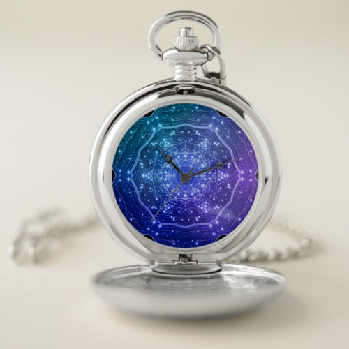 Purple Ombre Galaxy Geode Night Sky Pocket Watch