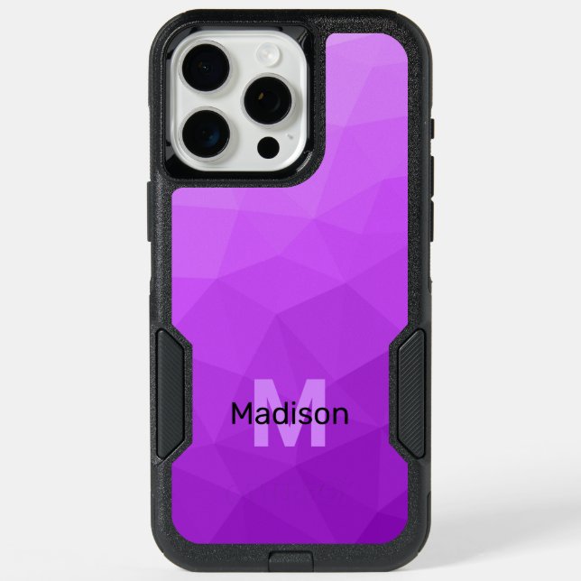Purple ombre geometric mesh pattern Monogram iPhone 15 Pro Max Case (Back)