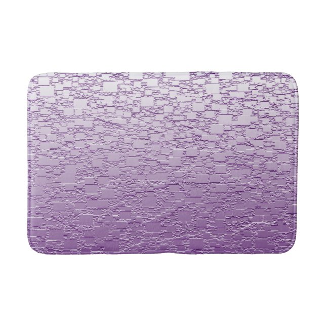 Purple Ombre Geometric Tile Abstract Design Bathroom Mat (Front)