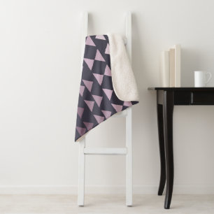 Purple Ombre Geometric Triangle Pattern Sherpa Blanket