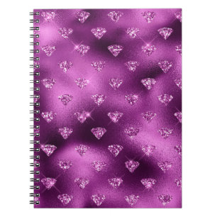 Purple Ombre Glam Glitter Diamonds Pattern Notebook