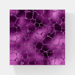 Purple Ombre Glam Glitter Giraffe Spots Pattern Paperweight