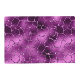 Purple Ombre Glam Glitter Giraffe Spots Pattern Placemat