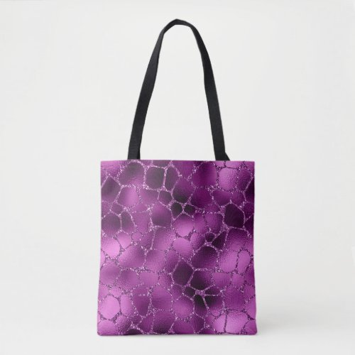 Purple Ombre Glam Glitter Giraffe Spots Pattern Tote Bag