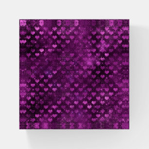 Purple Ombre Glam Glitter Hearts Pattern Paperweight