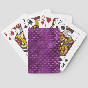 Purple Ombre Glam Glitter Hearts Pattern Poker Cards