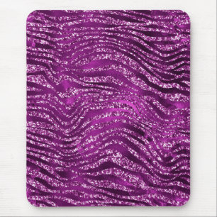 Purple Ombre Glam Glitter Tiger Stripes Pattern Mouse Pad