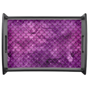 Purple Ombre Glam Mermaid Scales Pattern Serving Tray