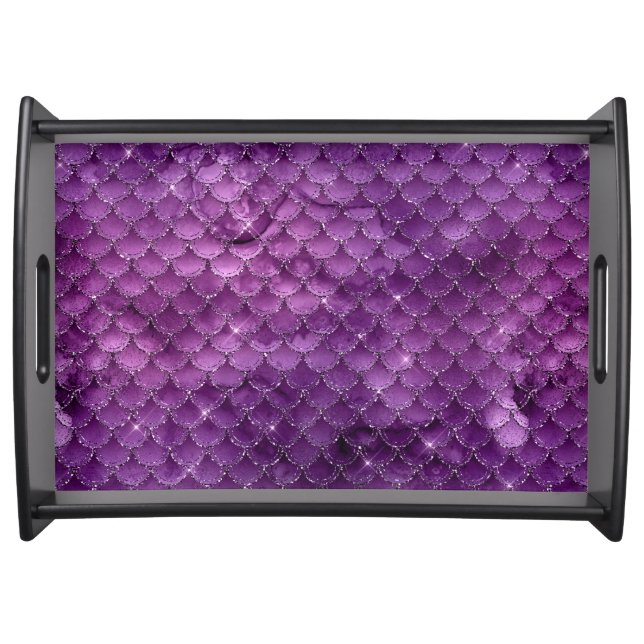 Purple Ombre Glam Mermaid Scales Pattern Serving Tray (Front)