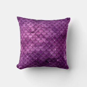 Purple Ombre Glam Mermaid Scales Pattern Throw Pillow