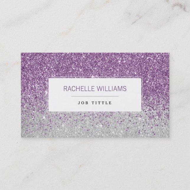 Purple Ombre Glitter Business Card (Front)
