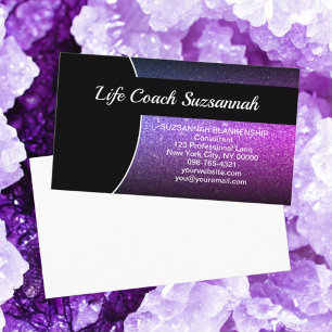 Purple Ombre Glitter Custom Photo Professional Business Card