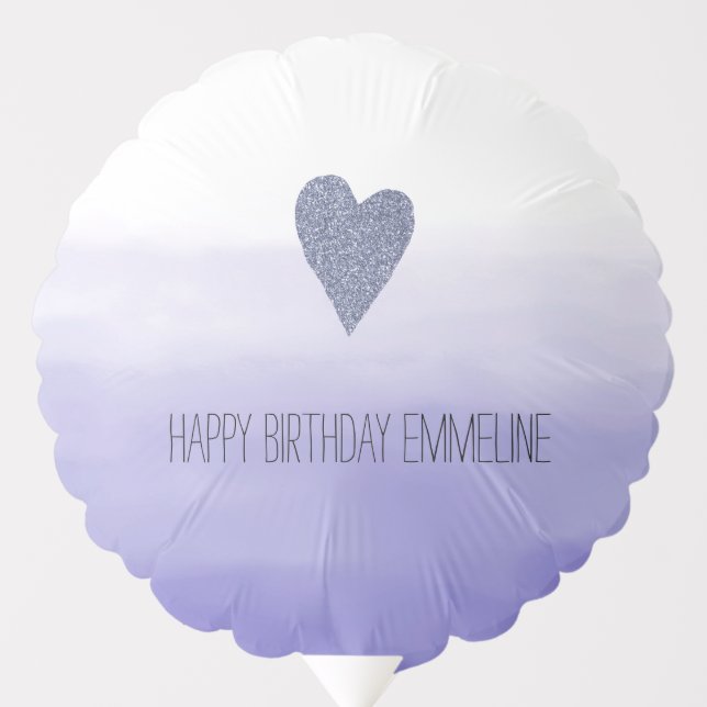 Purple Ombre Glitter Heart Balloon (Front)