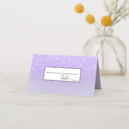 purple ombre glitter lilac pastel color block place card