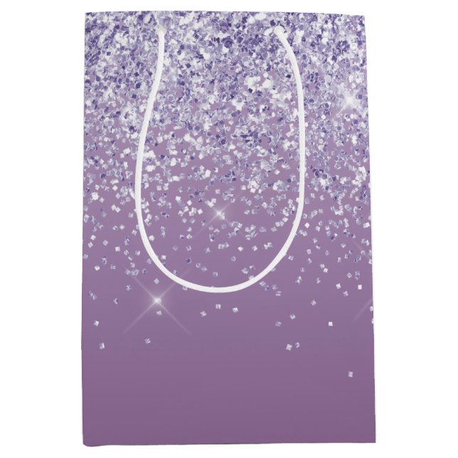 Purple Ombre Glitter Medium Gift Bag (Front)