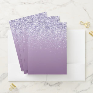 Purple Ombre Glitter Pocket Folder