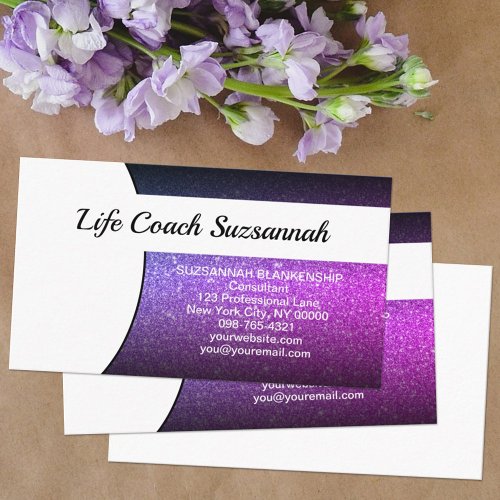 Purple Ombre Glitter Template Professional  Business Card