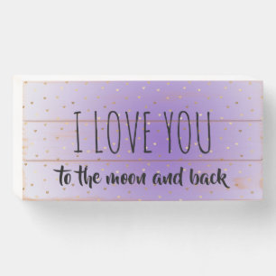 Purple Ombre Gold Hearts Wooden Box Sign