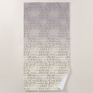 Purple Ombre Gold Inspirational Words Beach Towel