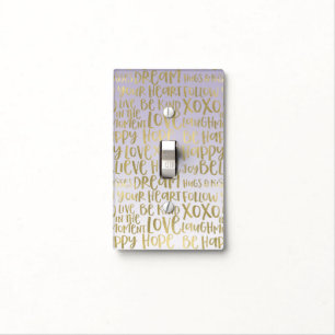 Purple Ombre Gold Inspirational Words Light Switch Cover