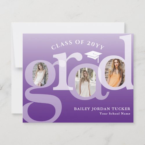 Purple Ombre GRAD Budget Graduation Announcement