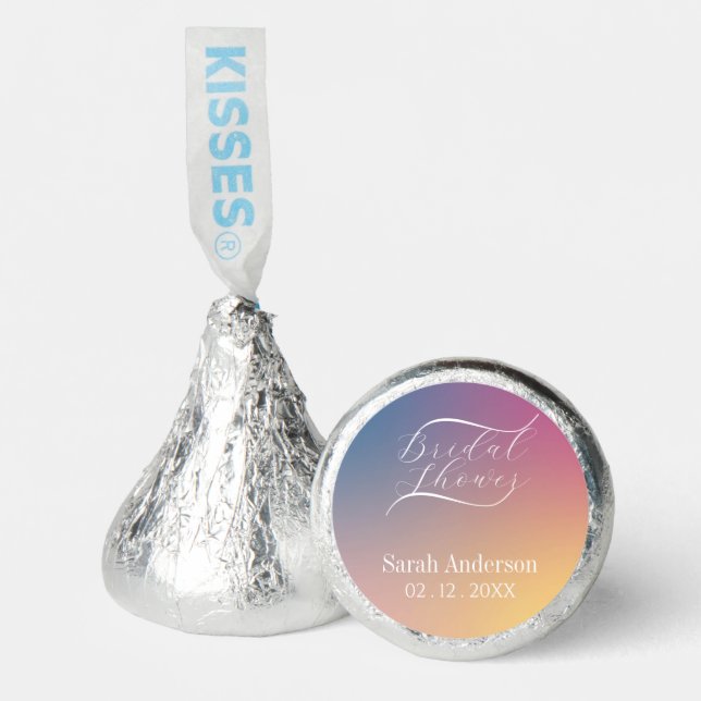 Purple Ombre Gradient Cute Script Bridal Shower  Hershey®'s Kisses® (Front)