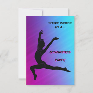 Purple Ombre Gymnastics Party Invitation