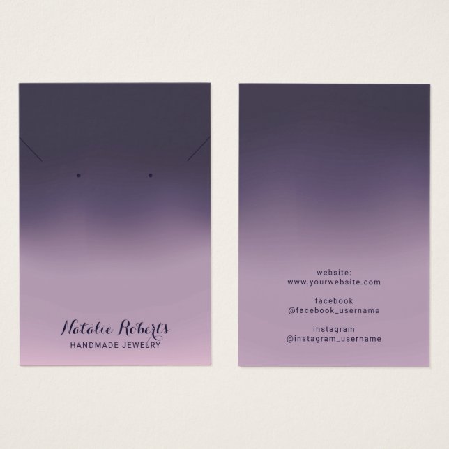 Purple Ombre Handmade Jewelry Earring Display (Front & Back)