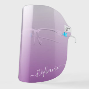 Purple Ombre Handwritten Calligraphy Signature Face Shield