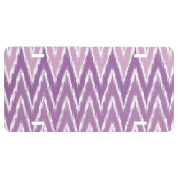 Purple Ombre Ikat Chevron Zig Zag Stripes Pattern License Plate by SharonaCreations at Zazzle