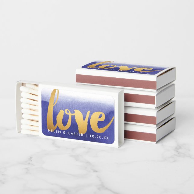 Purple Ombre Love Wedding Favor Matchboxes (Stacked)