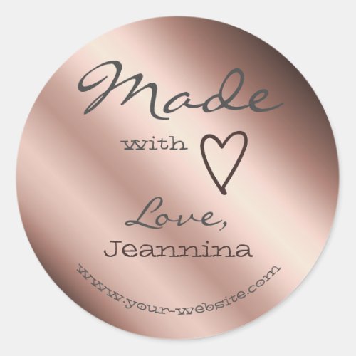 Purple Ombre Made with Love Heart Symbol Name  Classic Round Sticker