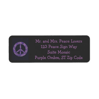 Purple Ombre Mosaic Peace Sign Address Labels