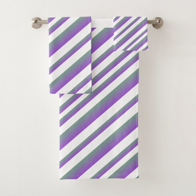 Purple Ombre Multi - Stripes Bath Towel Set (Insitu)