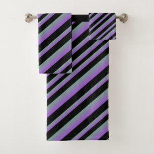 Purple Ombre Multi - Stripes Bath Towel Set