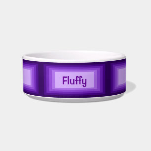 Purple Ombre Rectangles Personalized Name Pet Bowl