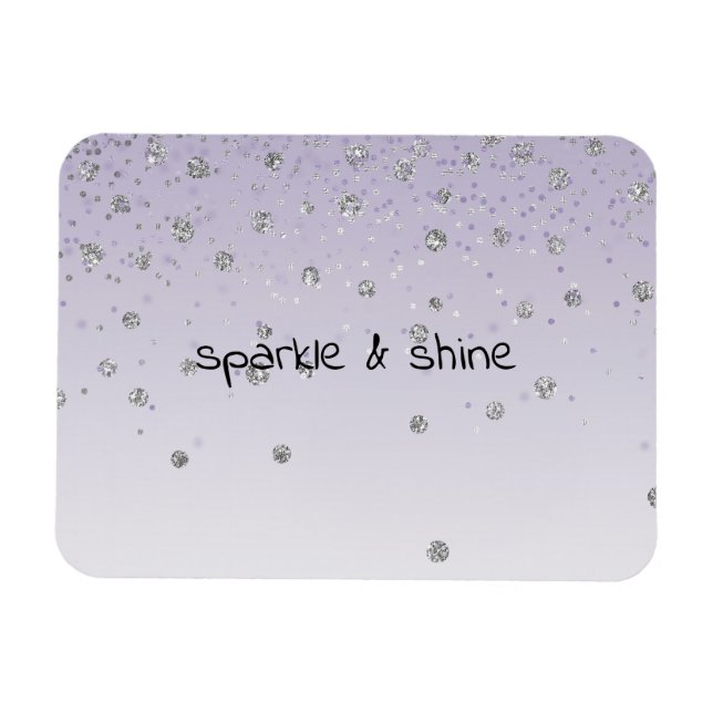 Purple Ombre Silver Confetti Magnet (Horizontal)
