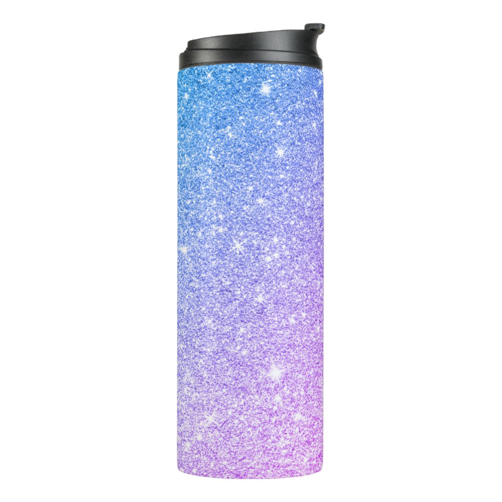 Disover Purple Ombre Sparkle Glitter Signature Script Name Thermal Tumbler