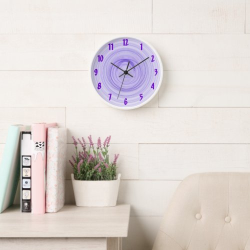 Purple Ombre Spirals Abstract Clock