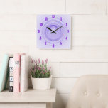 Purple Ombre Spirals Abstract Square Wall Clock