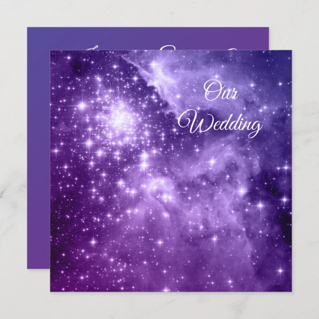 Purple Ombre Stars Celestial Wedding Invitation (Front/Back)