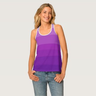 Purple Ombre Stripes Racer-back Tank Top