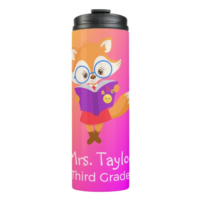 Purple Ombre Teacher's Gift Fox Thermal Tumbler (Front)