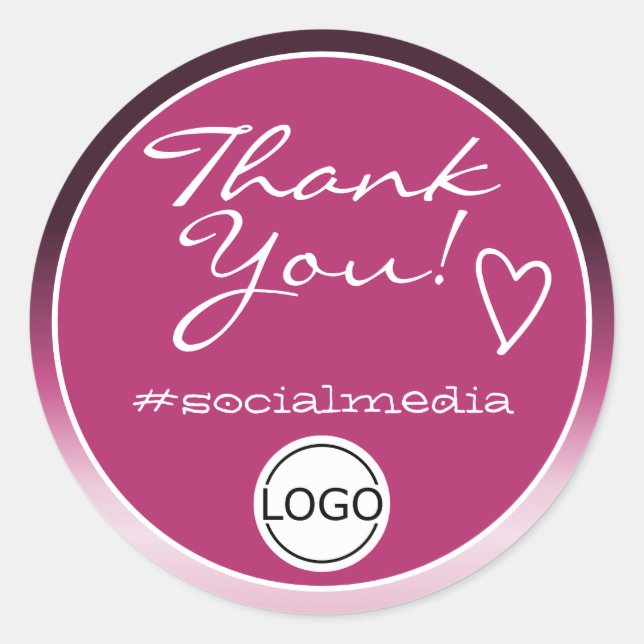 Purple Ombre Thank You Labels Circle Logo Template (Front)