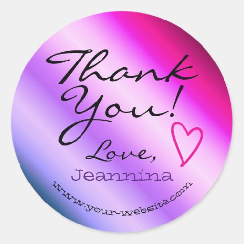 Purple Ombre Thank You Labels Heart Symbol Name
