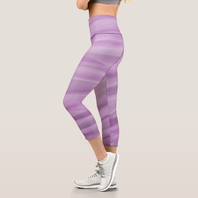 Purple Ombre Waves Sport Capri Leggings (Left)