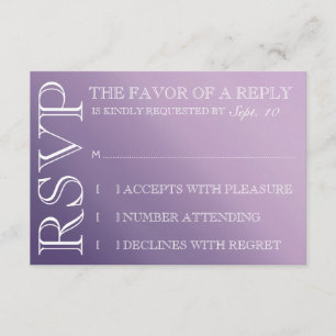 Purple Ombre Wedding Invitation rsvp