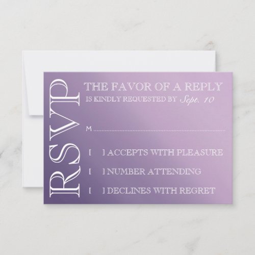 Purple Ombre Wedding Invitation rsvp